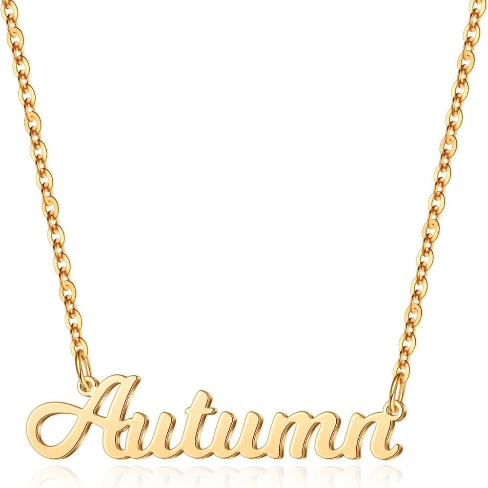 Custom Name Necklace Personalized, 14k Gold Plated Personalized Name Necklace Da